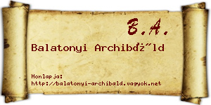 Balatonyi Archibáld névjegykártya